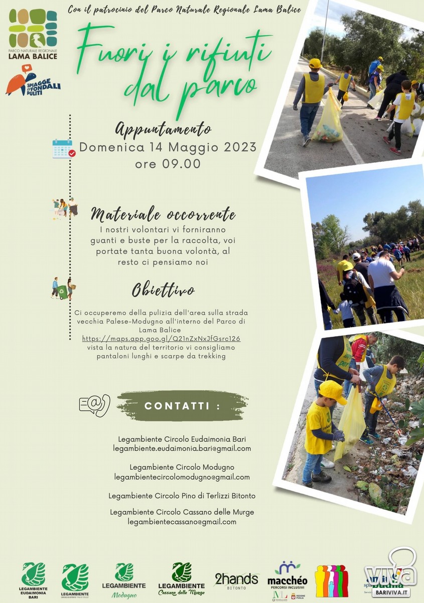 Fuori i rifiuti dal Parco domenica la giornata promossa da Legambiente e dalla direzione del parco locandina