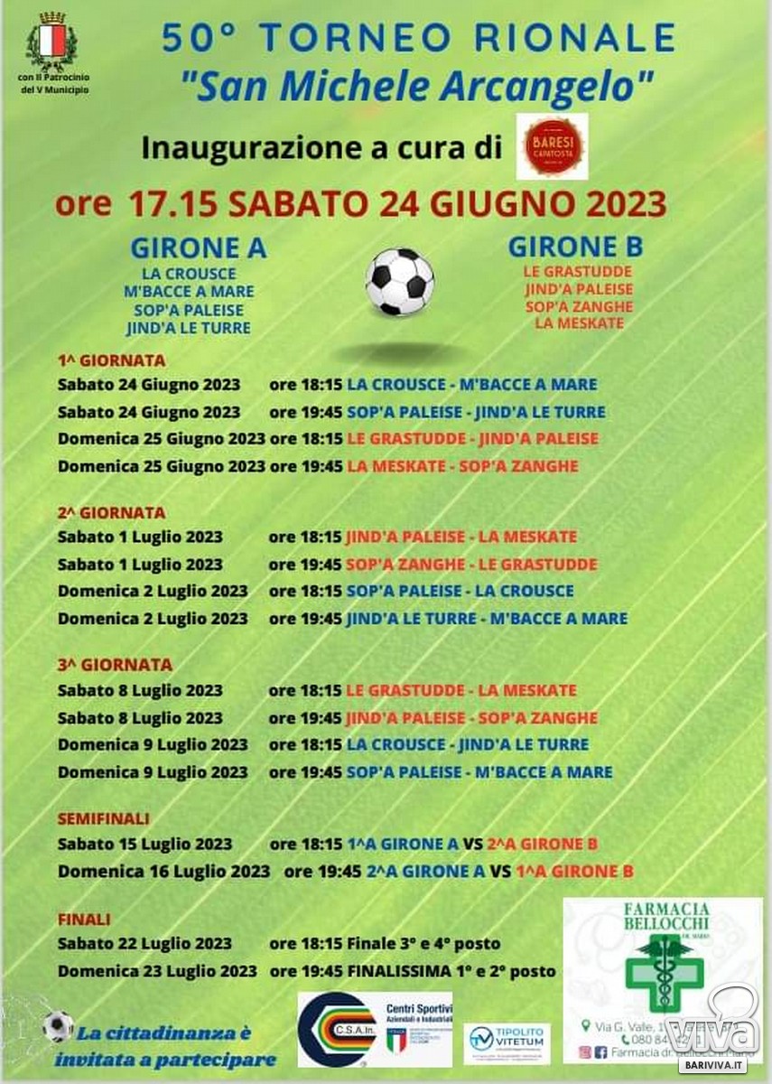 presentata a palazzo di Citta la edizione del torneo di calcio San Michele Arcangelo di Palese locandina
