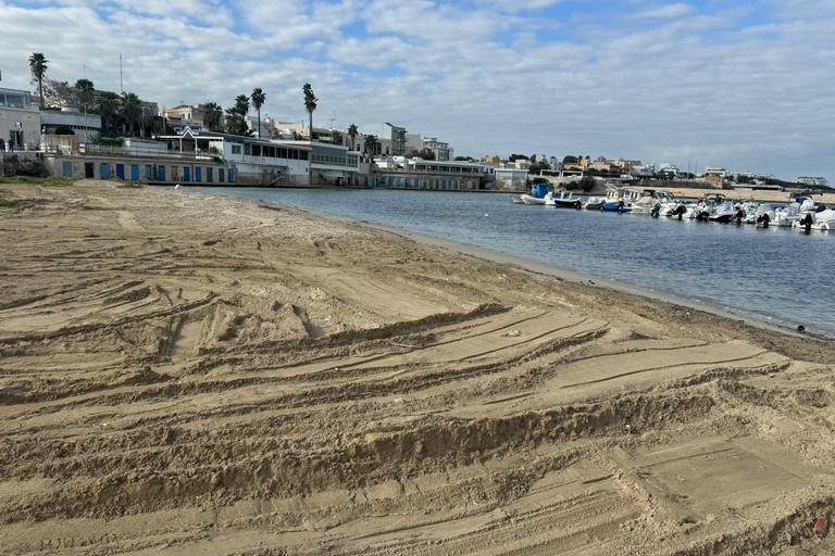 eseguita pulizia arenile porto di Torre a mare