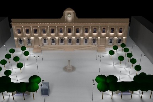 render impianto di illuminazione e sistema di videosorveglianza in piazza Risorgimento