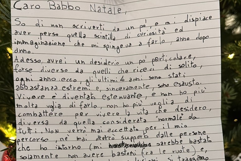 La lettera tristissima inviata a Babbo Natale