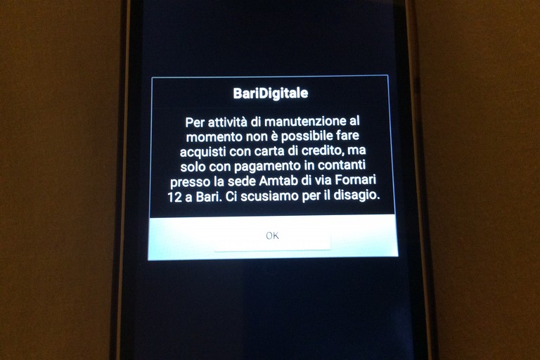 Niente pagamenti online su Bari digitale Niente pagamenti online su Bari digitale