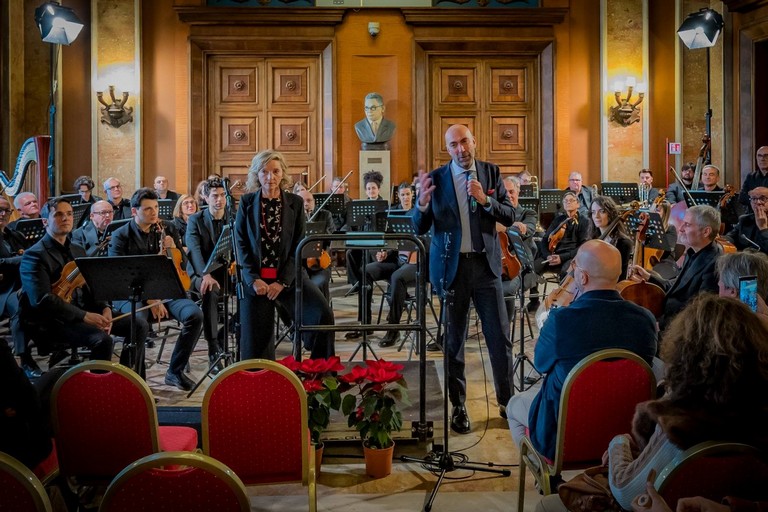 Leccese con l'Orchestra Sinfonica Metropolitana. <span>Foto Damiano Contaldi </span>