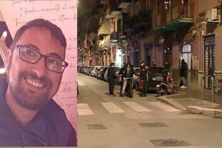 Amleto Magellano e, a lato, i rilievi dei Carabinieri