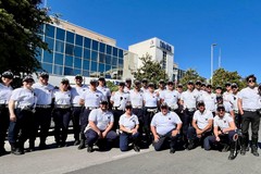 Vigili urbani di Bari in servizio a Lecce per il Giro d'Italia