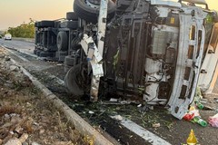 Tir si ribalta e invade l'altra corsia: incidente sulla 16 all'altezza di Polignano