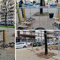 Lavori in corso per la nuova area fitness in viale Kennedy a Bari Poggiofranco