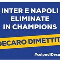 Inter e Napoli fuori dalla Champions, Decaro ironizza: «Anche questa è colpa mia»