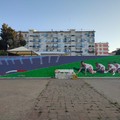 Completato il murale del trenino del Bari a Japigia