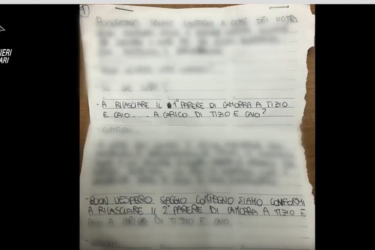 Uno dei manoscritti ritrovati dai Carabinieri