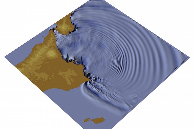 Modellizzazione della propagazione di una delle onde di tsunami