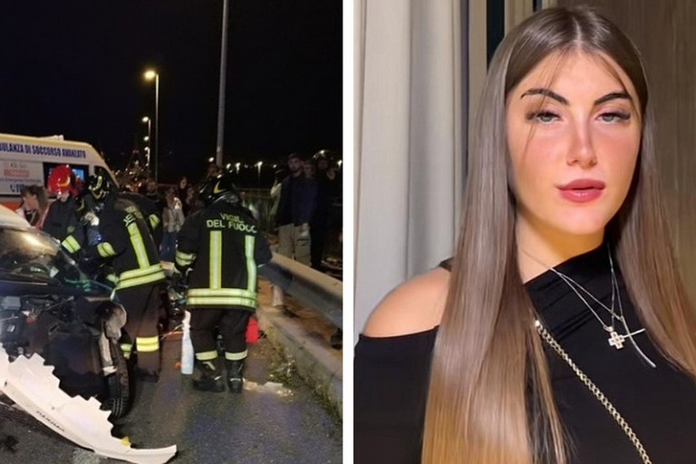 Il luogo dell'incidente e, a destra, Sofia Lorusso