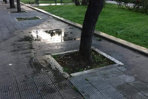 Impianti d'irrigazione rotti in corso Cavour