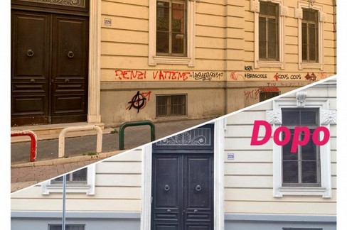 La pulizia della scuola materna Manzari-Buonvino