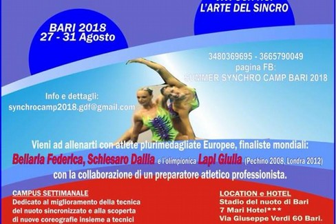 Il Summer Synchro Camp 2018 allo stadio del nuoto di Bari