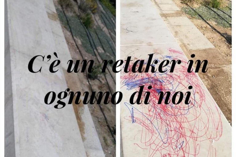 panchina vandalizzata san girolamo