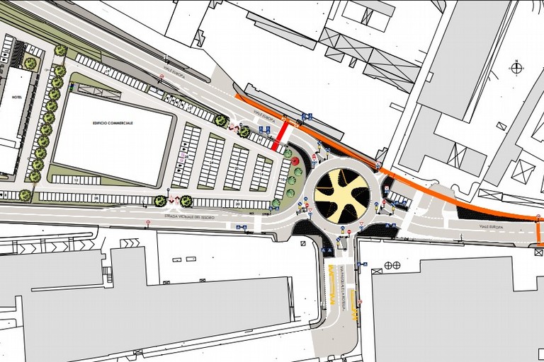Rotatoria tra Viale Europa e via La Rotella a Bari