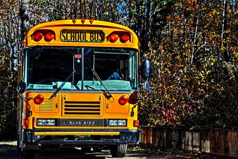 school bus in the fall