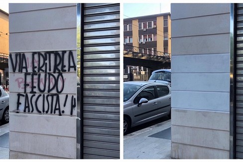 scritte fasciste in via eritrea